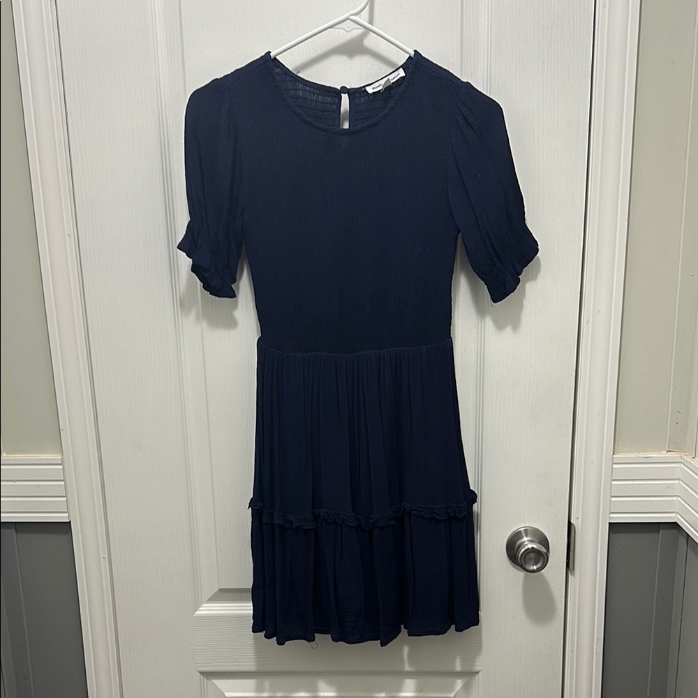 Navy Blue Short Sleeve Dress